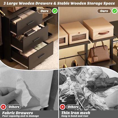 Heavy-duty Garment Rack Closet Organizer with Tower Shelving