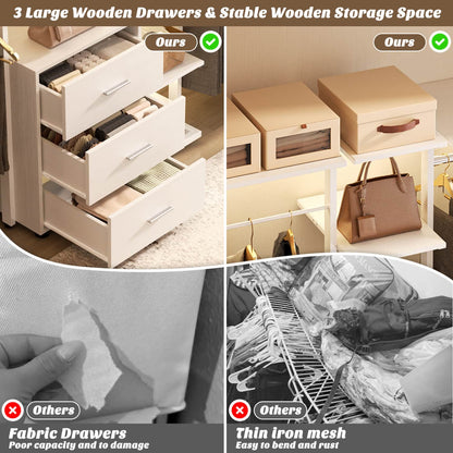 Heavy-duty Garment Rack Closet Organizer with Tower Shelving