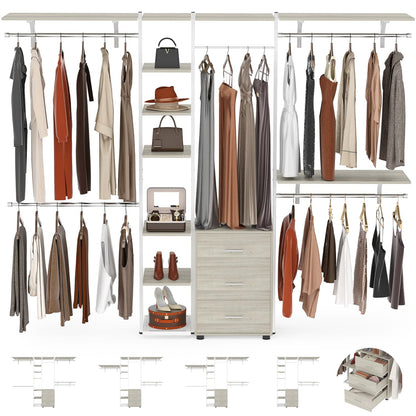 Heavy-duty Garment Rack Closet Organizer with Tower Shelving