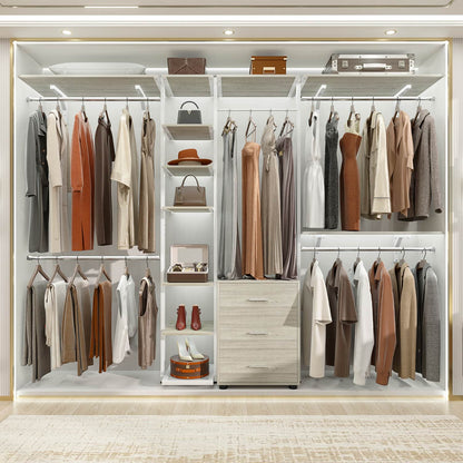 Heavy-duty Garment Rack Closet Organizer with Tower Shelving