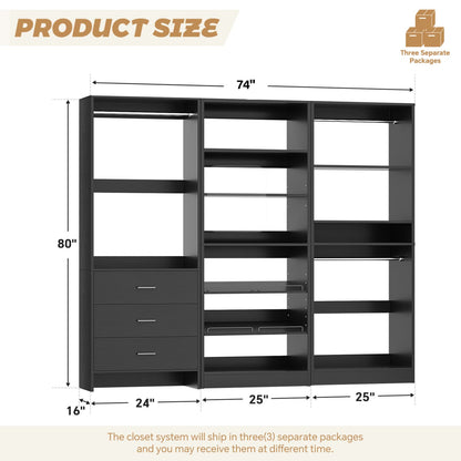Closet System with Adjustable Shoe Shelves and Drawers