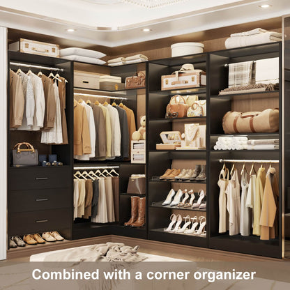 Closet System with Adjustable Shoe Shelves and Drawers