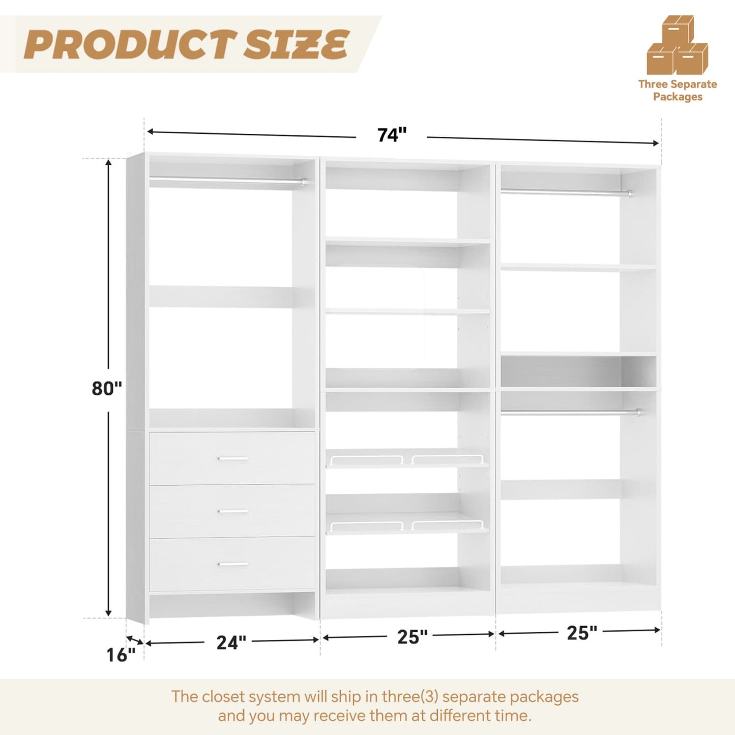 Closet System with Adjustable Shoe Shelves and Drawers