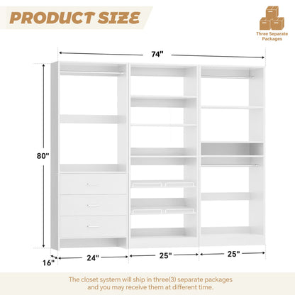 Closet System with Adjustable Shoe Shelves and Drawers