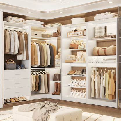 Closet System with Adjustable Shoe Shelves and Drawers