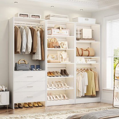 Closet System with Adjustable Shoe Shelves and Drawers