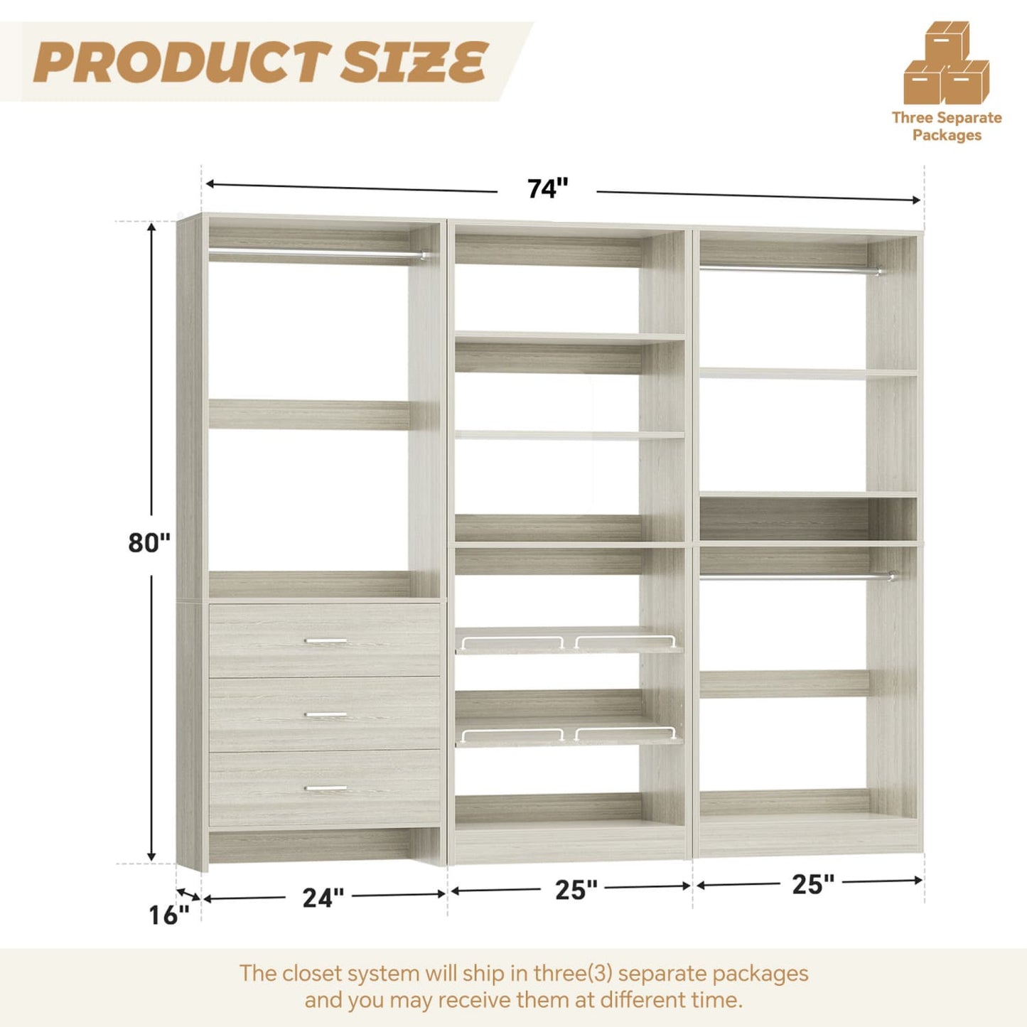Closet System with Adjustable Shoe Shelves and Drawers