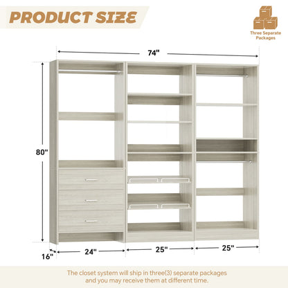 Closet System with Adjustable Shoe Shelves and Drawers