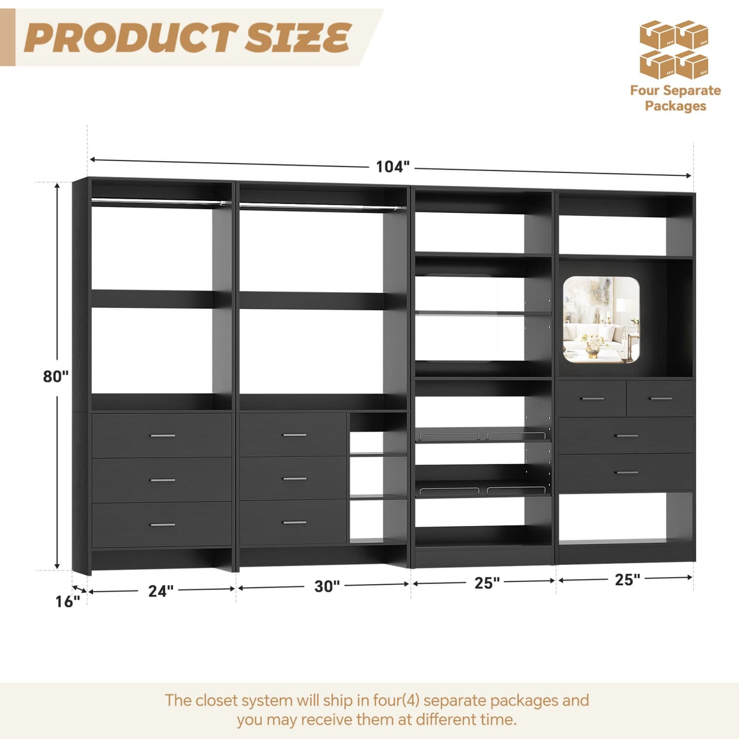 Closet System with Adjustable Shoe Shelves and Drawers