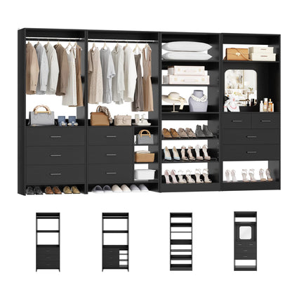 Closet System with Adjustable Shoe Shelves and Drawers