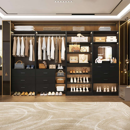 Closet System with Adjustable Shoe Shelves and Drawers