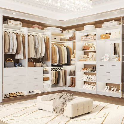 Closet System with Adjustable Shoe Shelves and Drawers