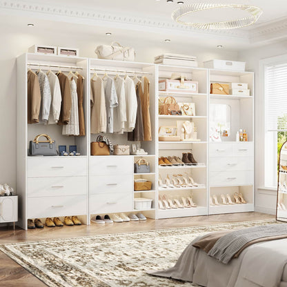 Closet System with Adjustable Shoe Shelves and Drawers