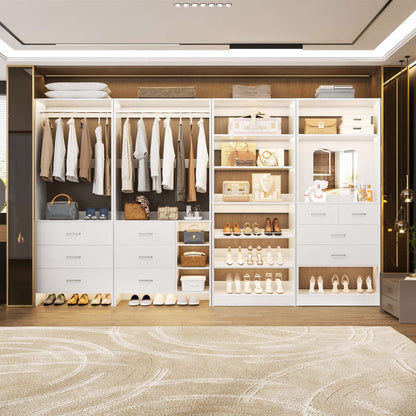 Closet System with Adjustable Shoe Shelves and Drawers