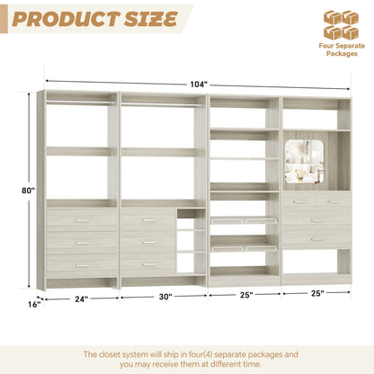 Closet System with Adjustable Shoe Shelves and Drawers