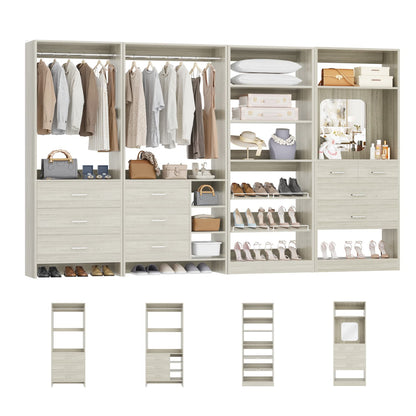 Closet System with Adjustable Shoe Shelves and Drawers