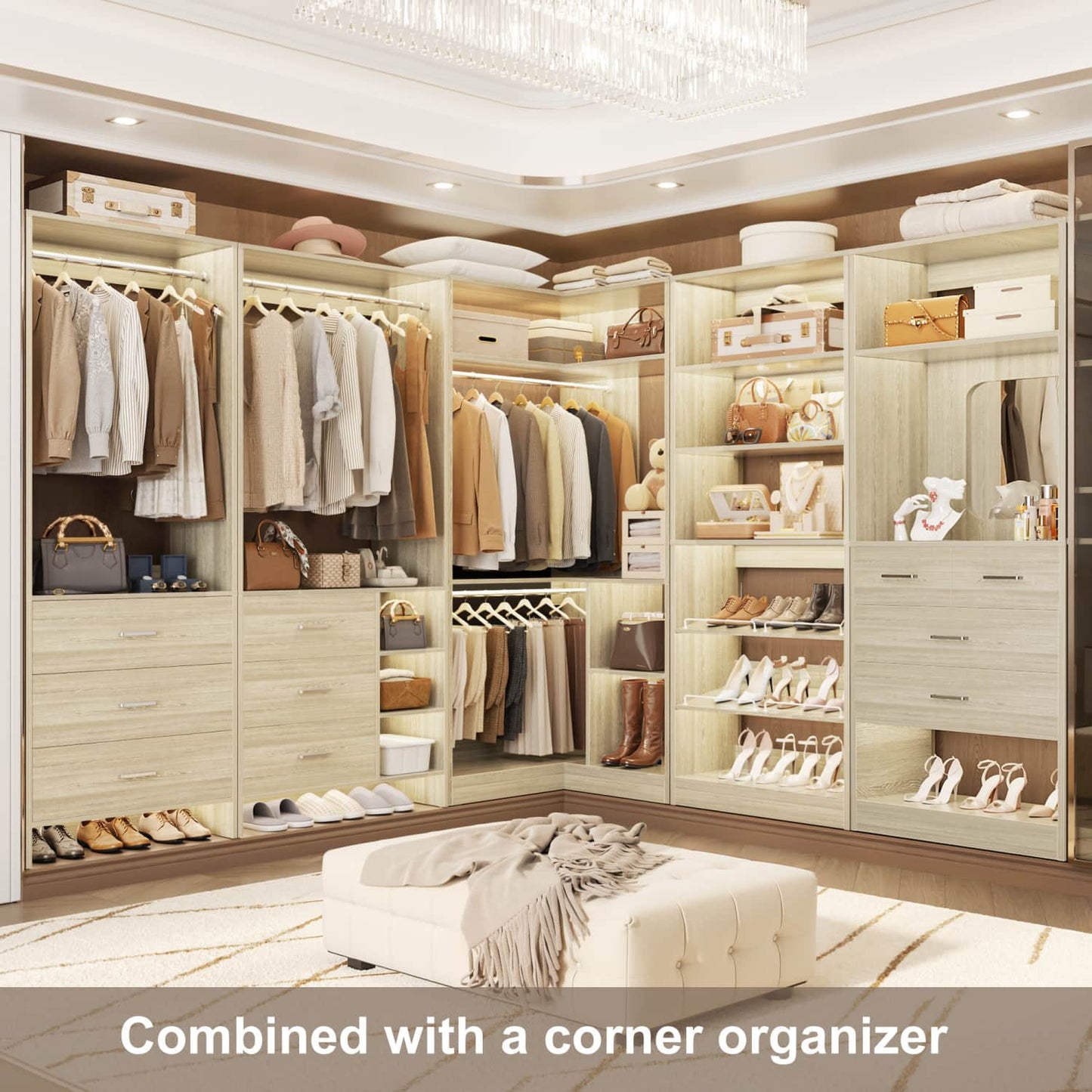 Closet System with Adjustable Shoe Shelves and Drawers