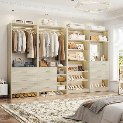 Closet System with Adjustable Shoe Shelves and Drawers