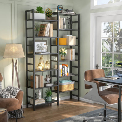 Dual Bamboo Bookshelf with 12 Open Shelves, 41-In  Display  Storage Shelving