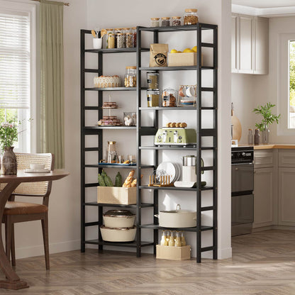 Dual Bamboo Bookshelf with 12 Open Shelves, 41-In  Display  Storage Shelving
