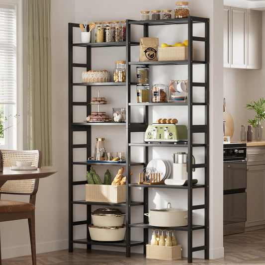 Dual Bamboo Bookshelf with 12 Open Shelves, 41-In  Display  Storage Shelving