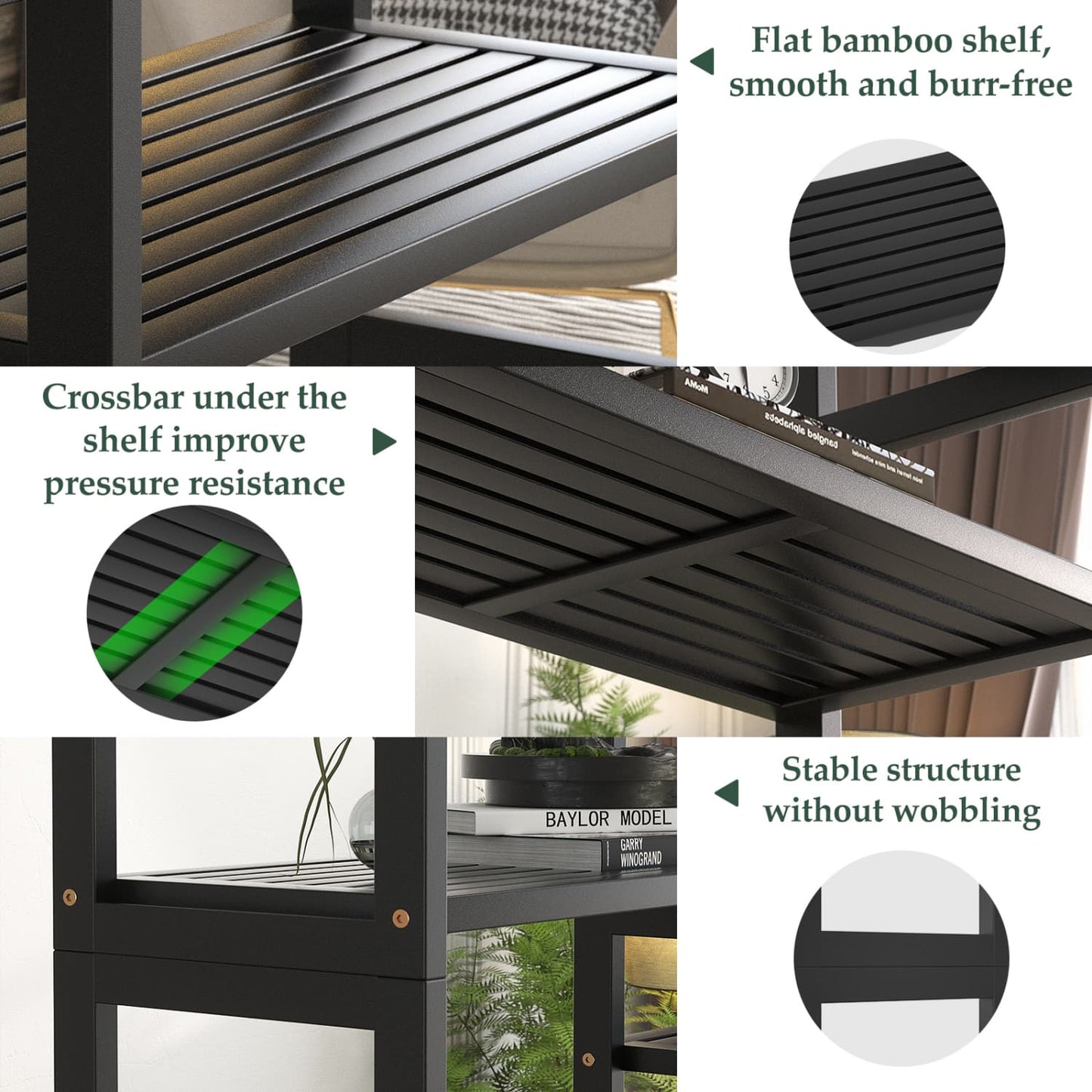 Dual Bamboo Bookshelf with 12 Open Shelves, 41-In  Display  Storage Shelving