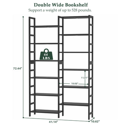 Dual Bamboo Bookshelf with 12 Open Shelves, 41-In  Display  Storage Shelving