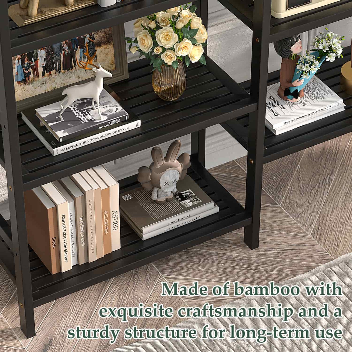 Dual Bamboo Bookshelf with 12 Open Shelves, 41-In  Display  Storage Shelving