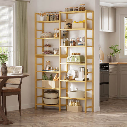Dual Bamboo Bookshelf with 12 Open Shelves, 41-In  Display  Storage Shelving