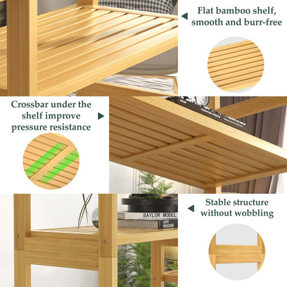 Dual Bamboo Bookshelf with 12 Open Shelves, 41-In  Display  Storage Shelving