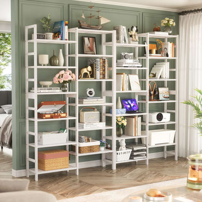 Dual Bamboo Bookshelf with 12 Open Shelves, 41-In  Display  Storage Shelving