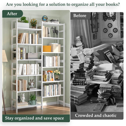 Dual Bamboo Bookshelf with 12 Open Shelves, 41-In  Display  Storage Shelving
