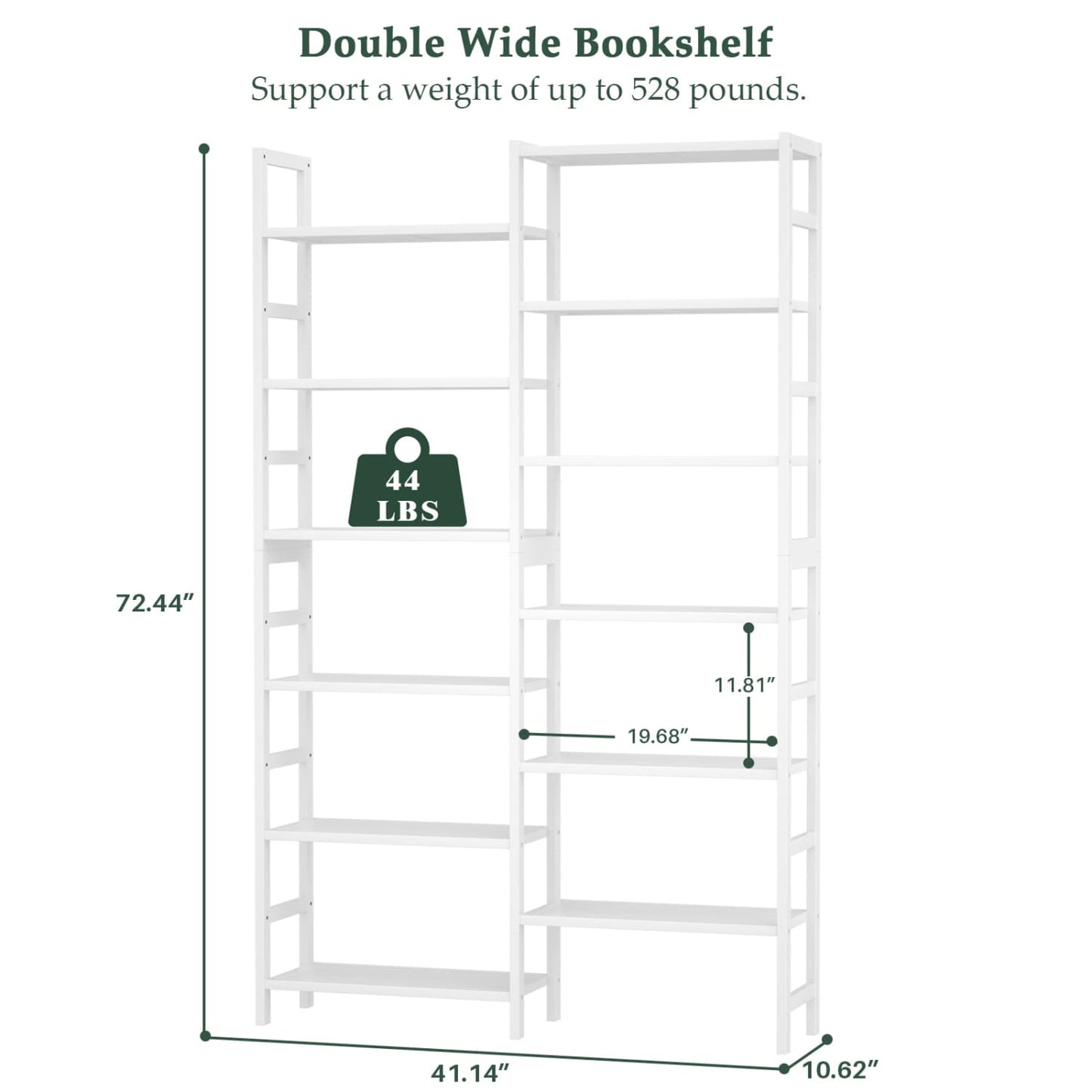 Dual Bamboo Bookshelf with 12 Open Shelves, 41-In  Display  Storage Shelving