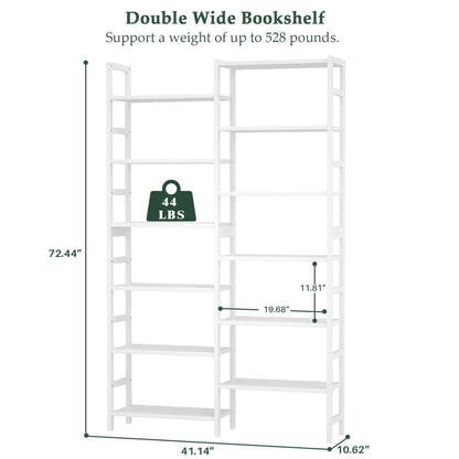 Dual Bamboo Bookshelf with 12 Open Shelves, 41-In  Display  Storage Shelving