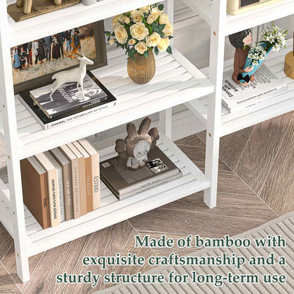 Dual Bamboo Bookshelf with 12 Open Shelves, 41-In  Display  Storage Shelving