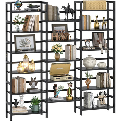 6-Tier Bamboo Bookshelf with 17 Display Shelves, 61-In Wide Open Bookcase