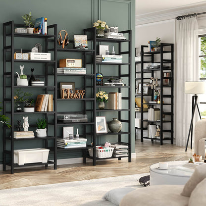 6-Tier Bamboo Bookshelf with 17 Display Shelves, 61-In Wide Open Bookcase