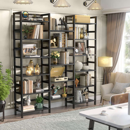 6-Tier Bamboo Bookshelf with 17 Display Shelves, 61-In Wide Open Bookcase
