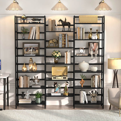 6-Tier Bamboo Bookshelf with 17 Display Shelves, 61-In Wide Open Bookcase