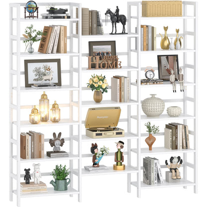 6-Tier Bamboo Bookshelf with 17 Display Shelves, 61-In Wide Open Bookcase