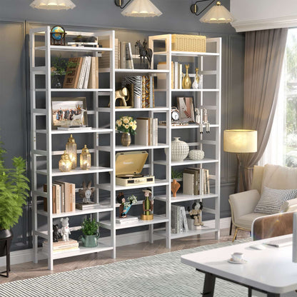 6-Tier Bamboo Bookshelf with 17 Display Shelves, 61-In Wide Open Bookcase