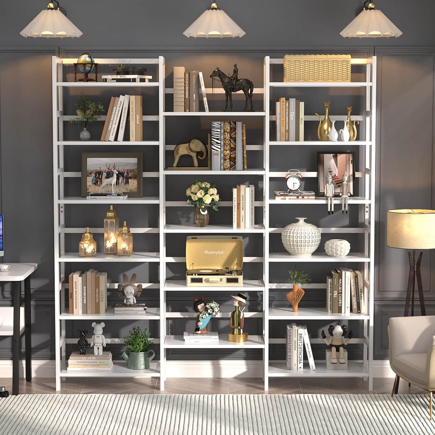 6-Tier Bamboo Bookshelf with 17 Display Shelves, 61-In Wide Open Bookcase