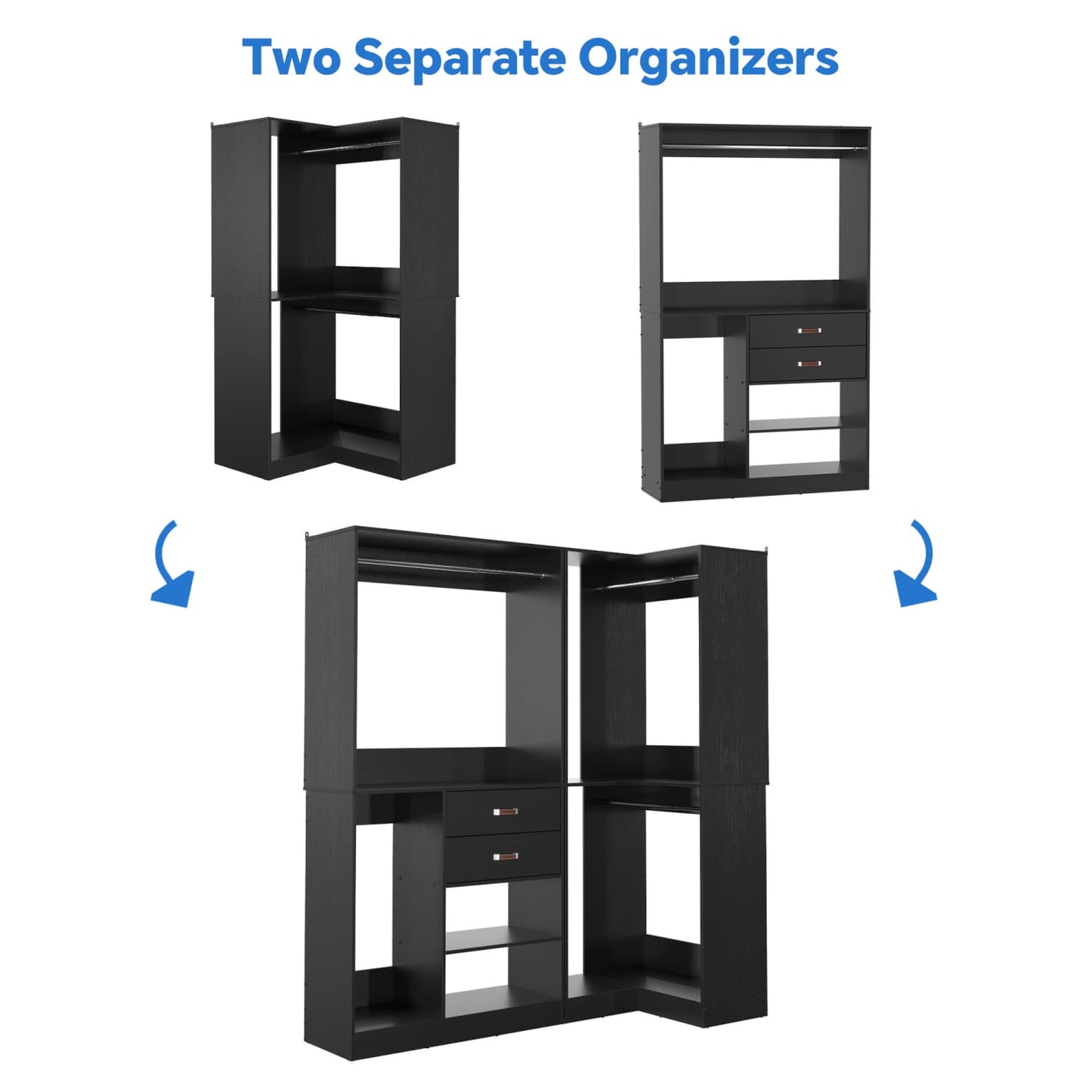 71-In Freestanding Closet System Set with Wood Drawers