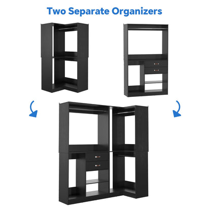 71-In Freestanding Closet System Set with Wood Drawers