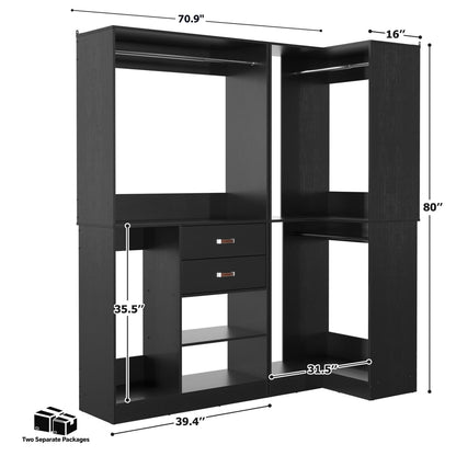 71-In Freestanding Closet System Set with Wood Drawers