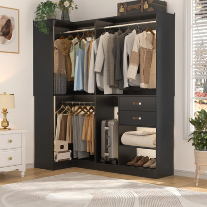 71-In Freestanding Closet System Set with Wood Drawers
