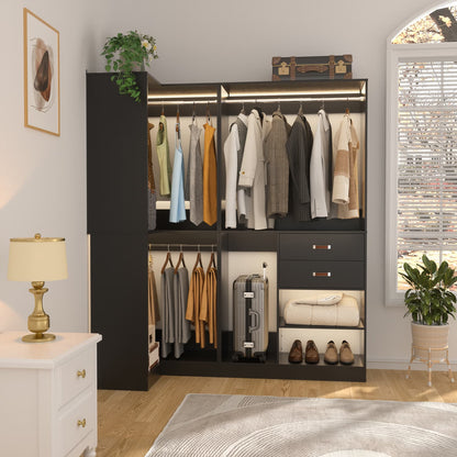 71-In Freestanding Closet System Set with Wood Drawers