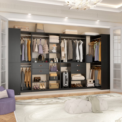 71-In Freestanding Closet System Set with Wood Drawers