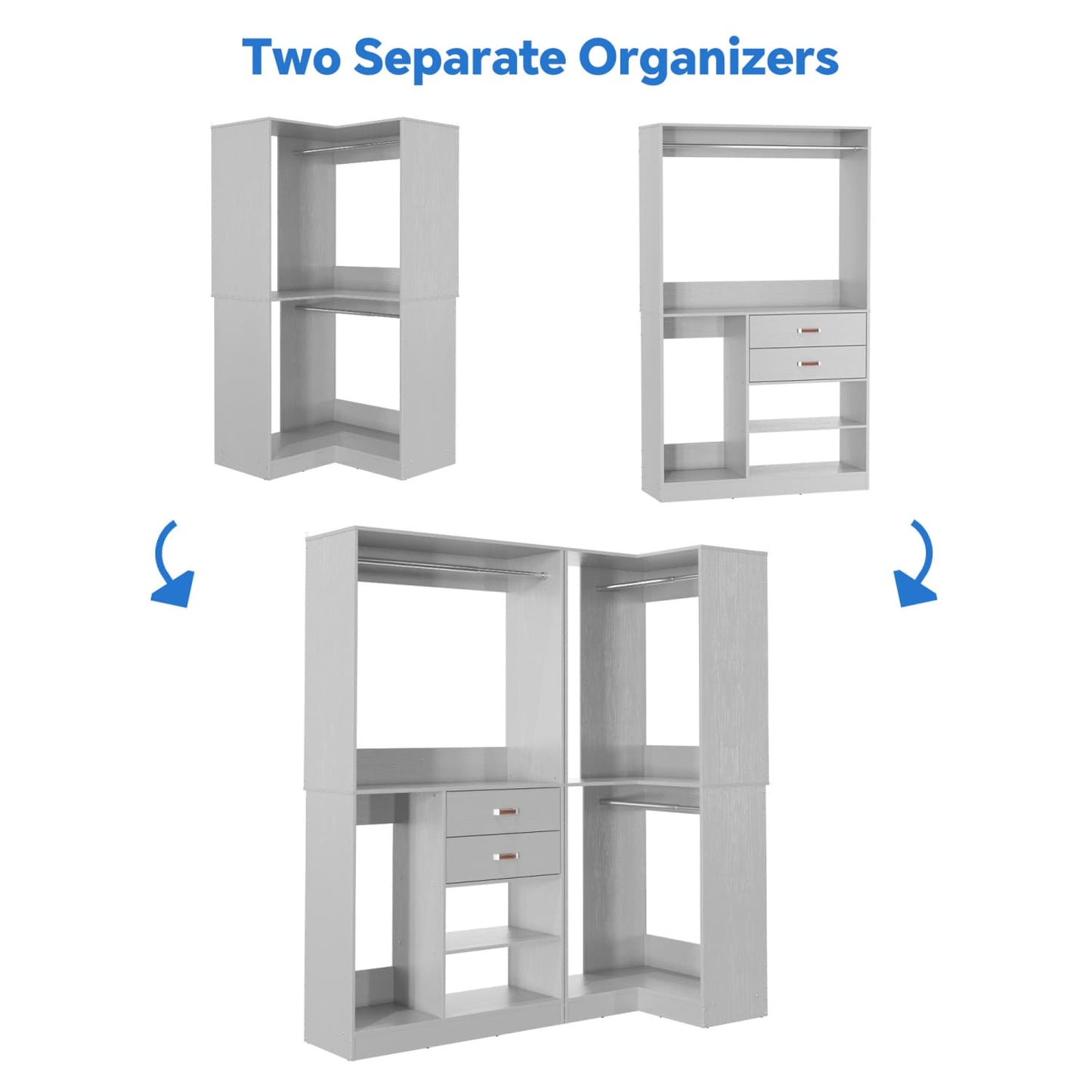 71-In Freestanding Closet System Set with Wood Drawers