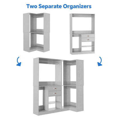 71-In Freestanding Closet System Set with Wood Drawers